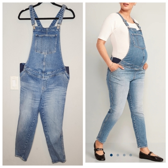 Old Navy Maternity Side Panel OG jean overalls. Size 6 short. - Picture 1 of 16